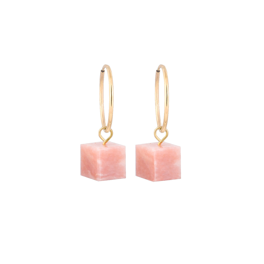 Hoop Earrings - Pink Opal