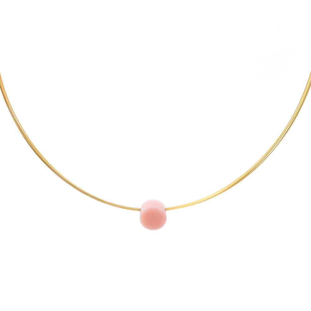 small pendant necklace pink opal on gold 