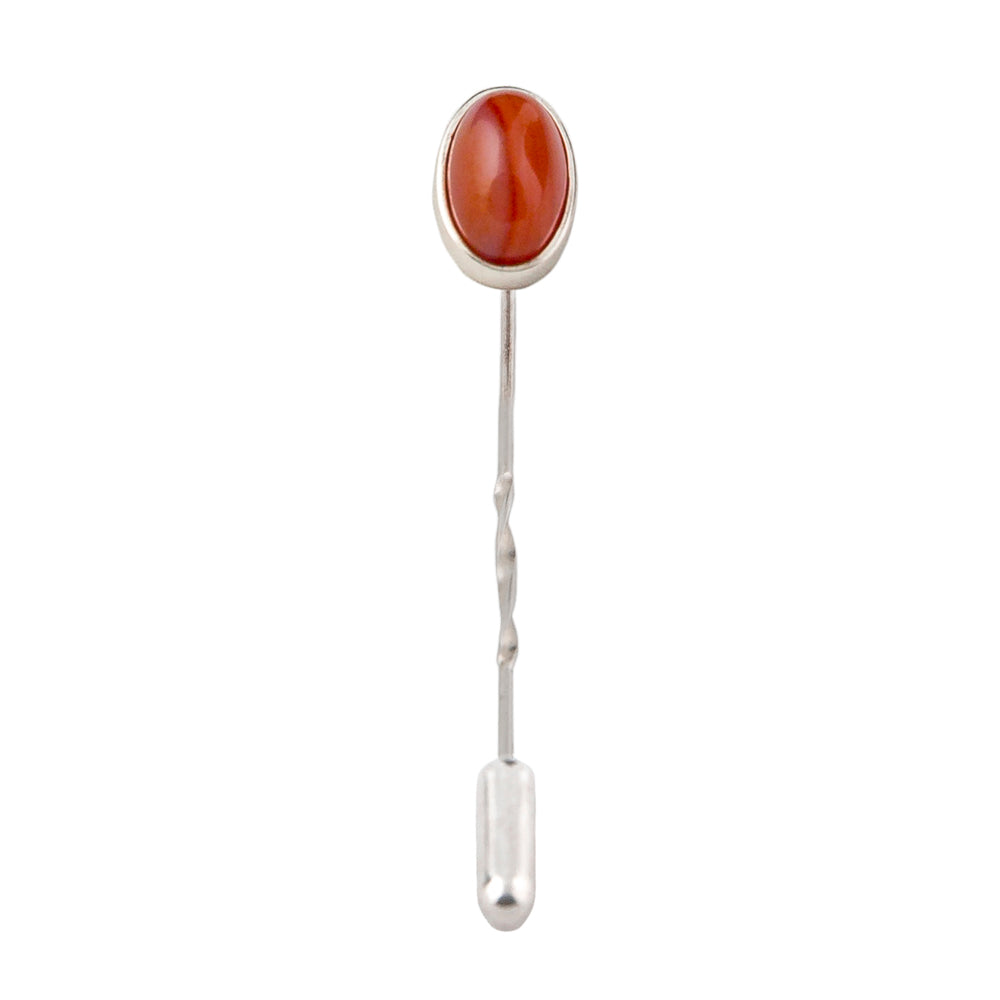 Silver and Carnelian Lapel Pin Alistair R