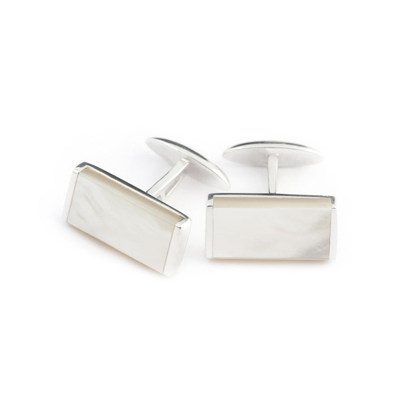 Mother of pearl cufflinks set in silver
