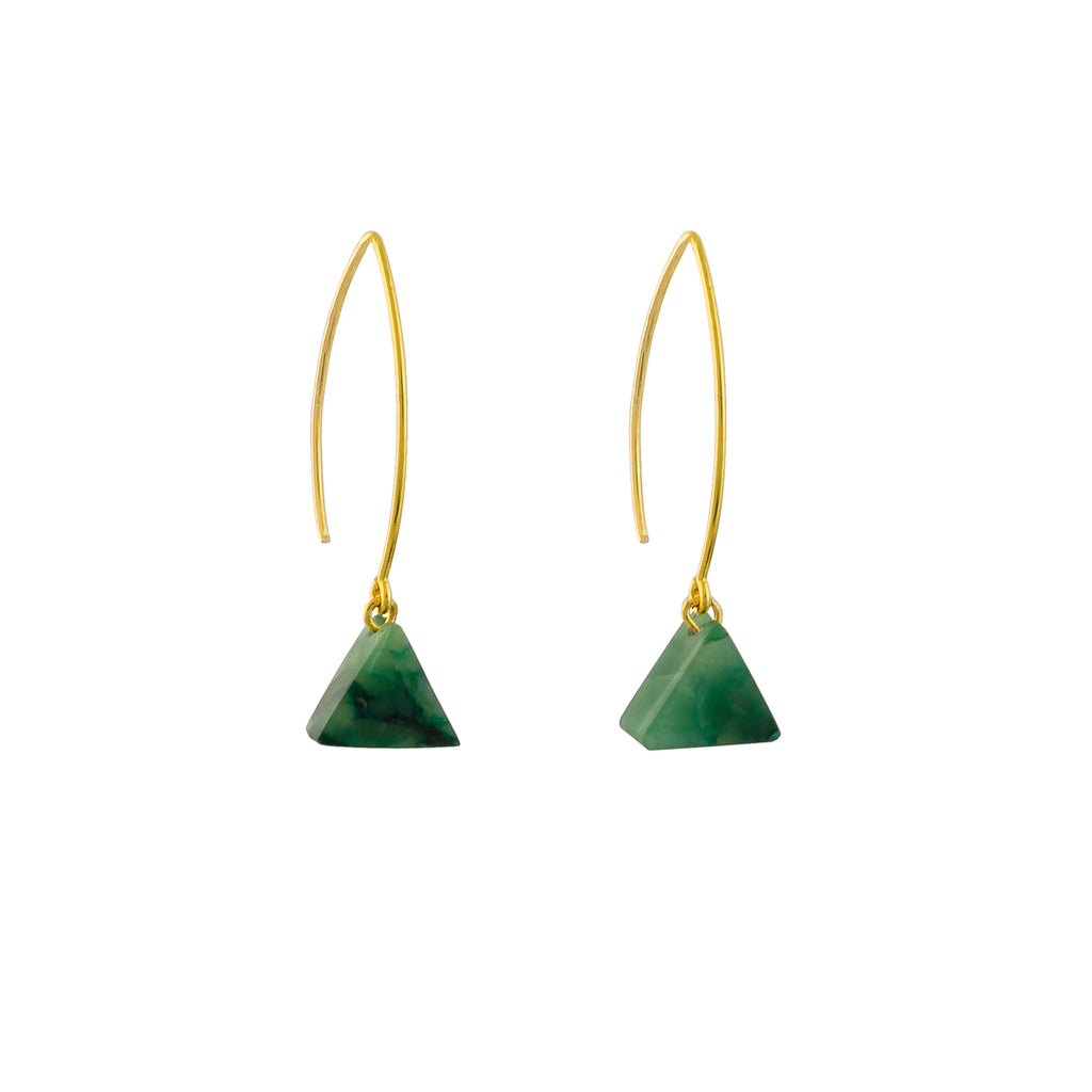 green gemstone earrings aventurine and gold
