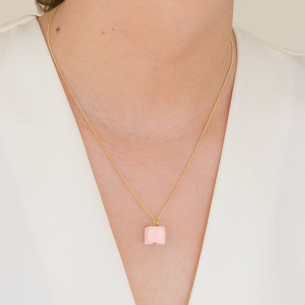 Cube Necklace - Pink Opal