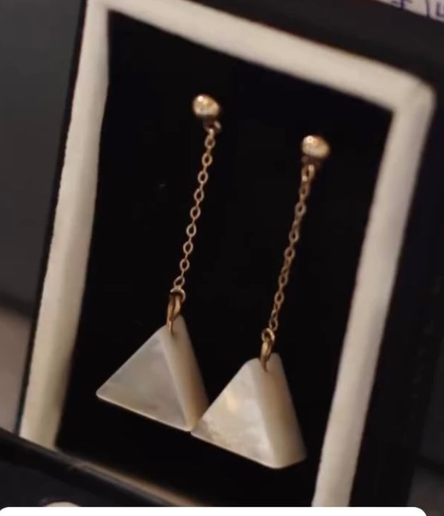 Stud and Chain Earrings - Mother of Pearl