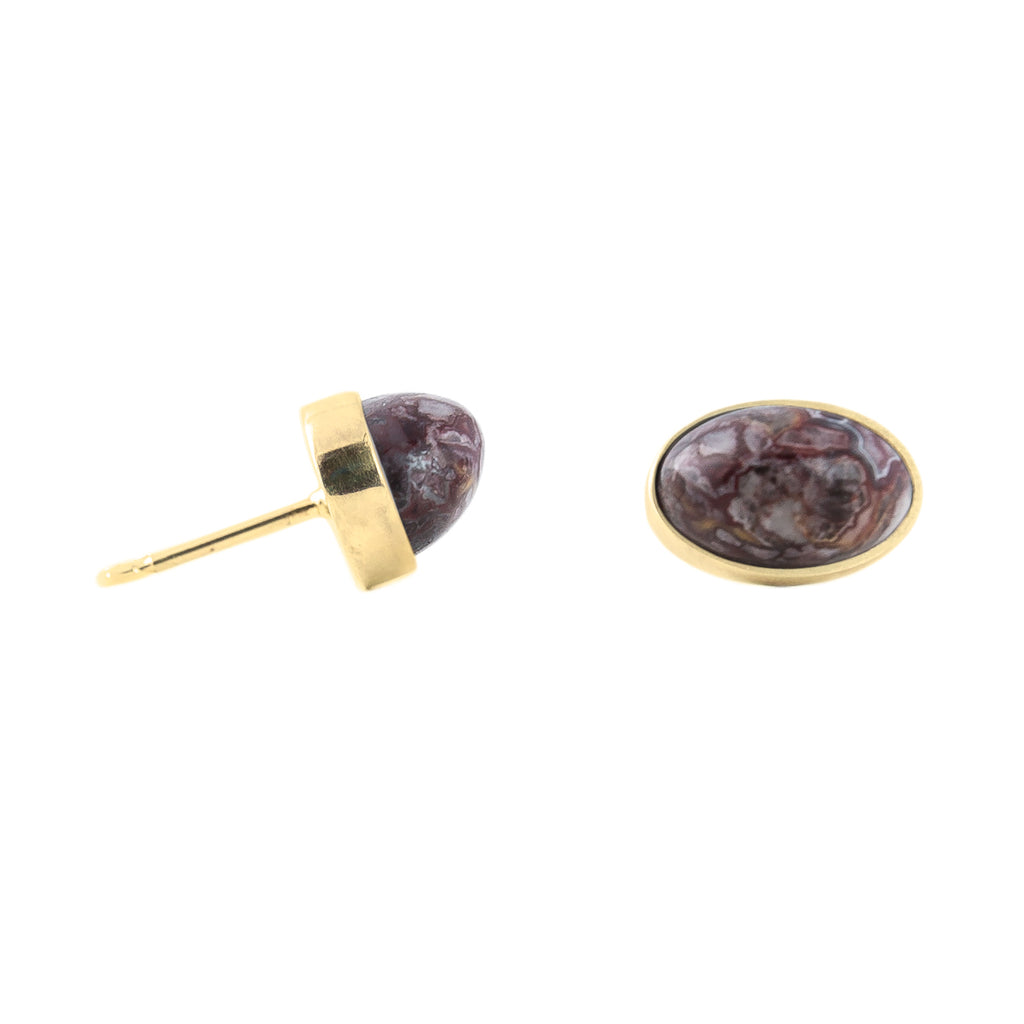 Gold Vermeil Stud Earrings: Brecciated Jasper