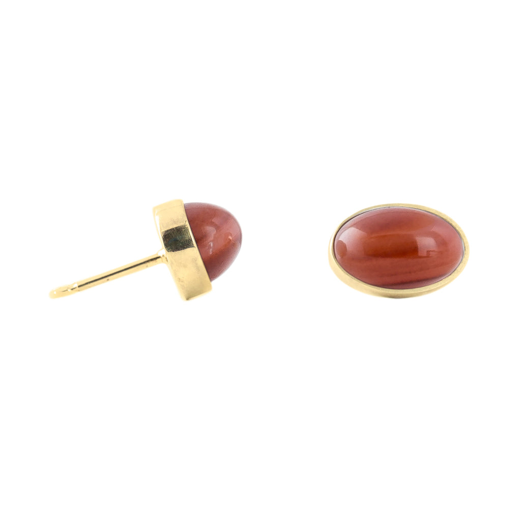 Gold Vermeil Stud Earrings: Carnelian