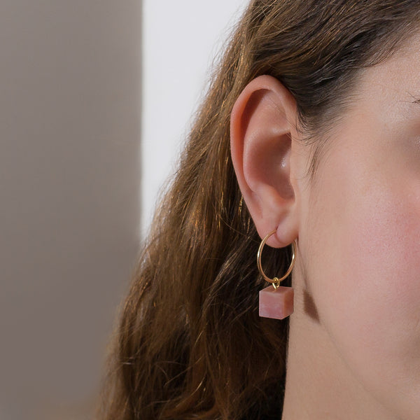Hoop Earrings - Pink Opal