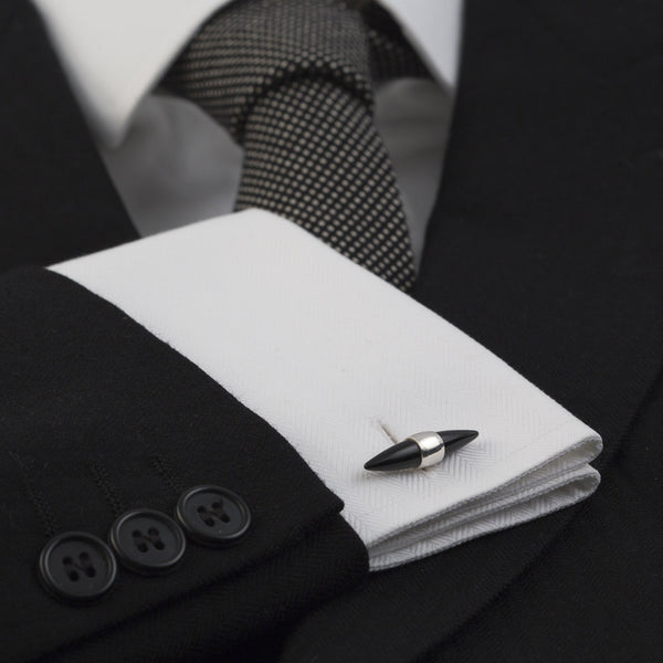 Black Onyx and Silver Cufflinks | Alistair R | Garreg