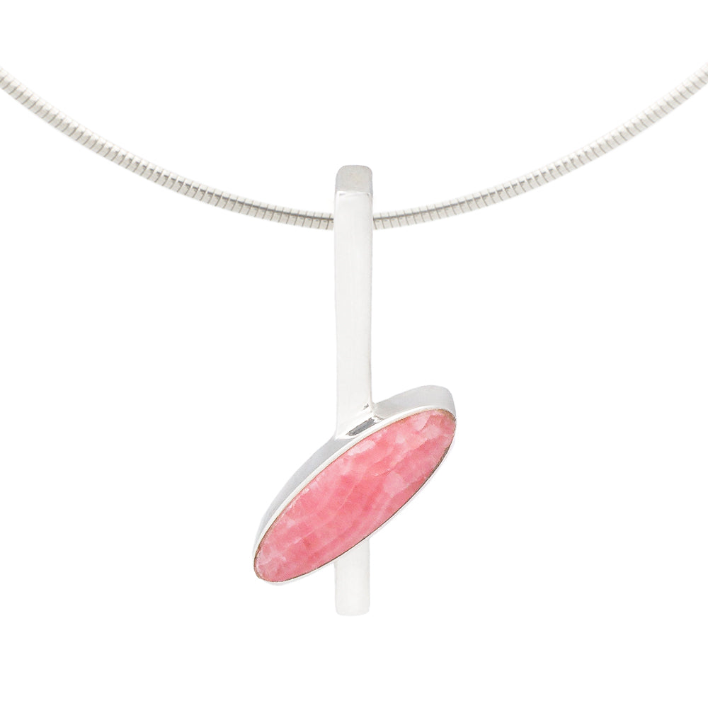 pink stone necklace by Alistair R  in rhodochrosite and solid silver