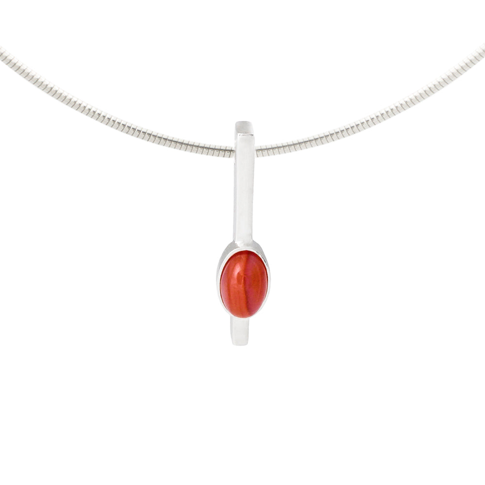 orange carnelian agate necklace set in silver