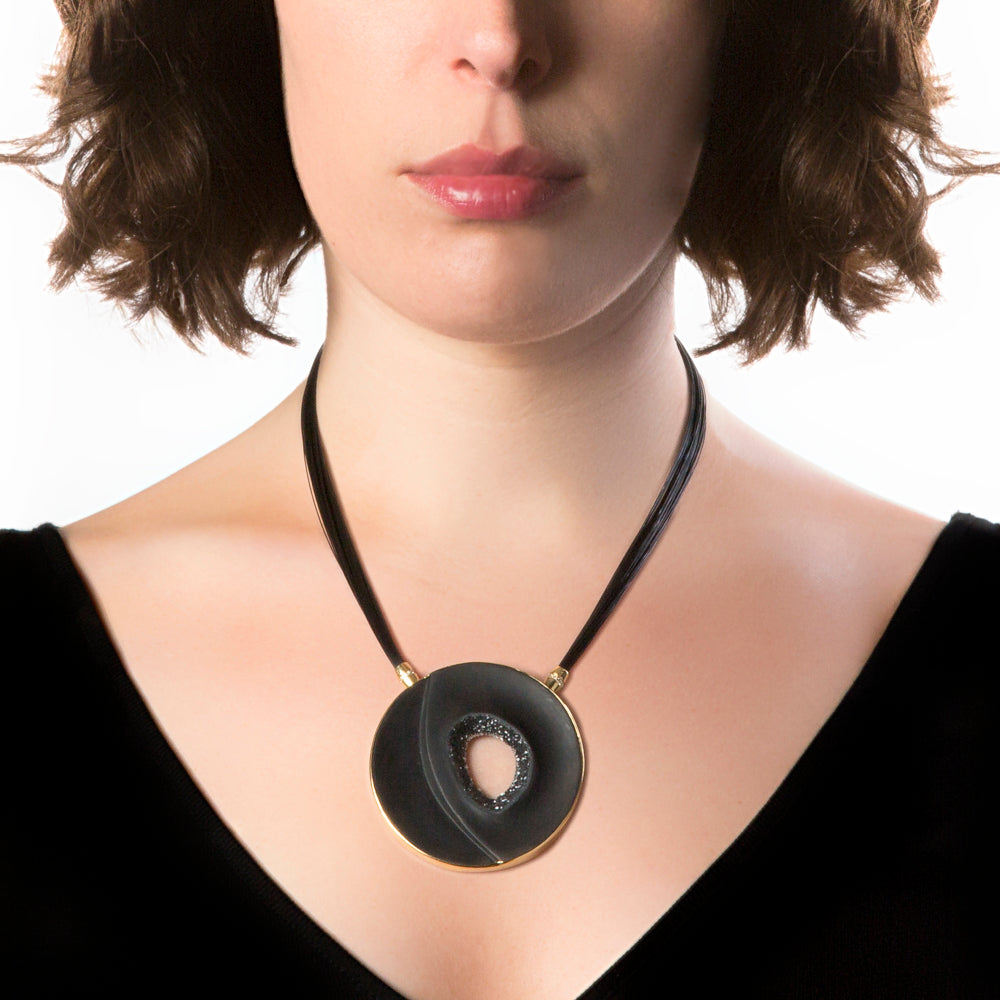 Onyx and shop diamond necklace