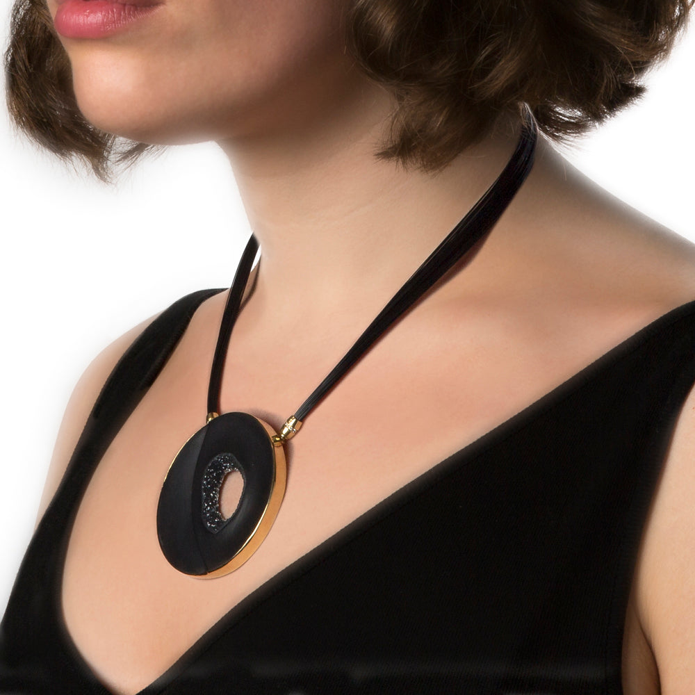 Onyx and shop diamond necklace
