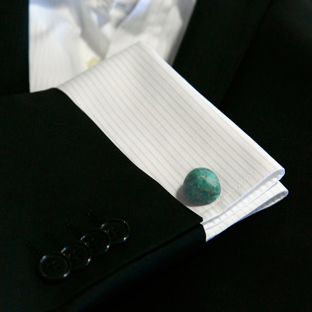 Styling large statement cufflinks in Chrysocolla and silver by Alistair R