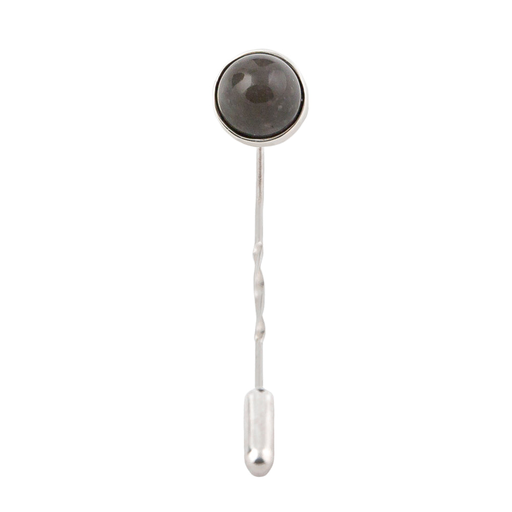 Labradorite mens jewellery lapel pin set in sterling silver