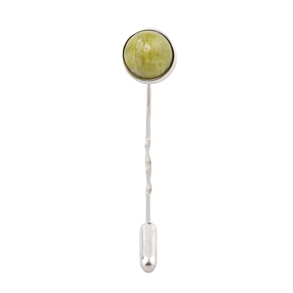 irish jewellery lapel pin connemara marble round set in silver Alistair R