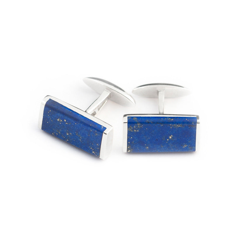 Lapis Lazuli cufflink hallmarked sterling silver