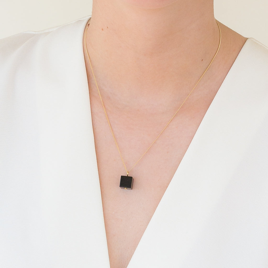 Cube Necklace - Black Onyx