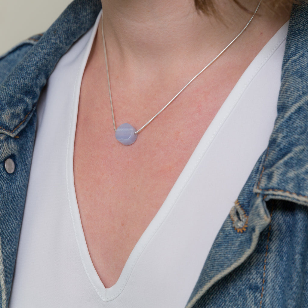 Mini Round Pendant Blue Lace Agate