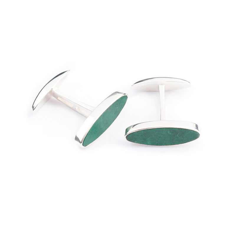 semi precious stone aventurine cufflinks set in silver