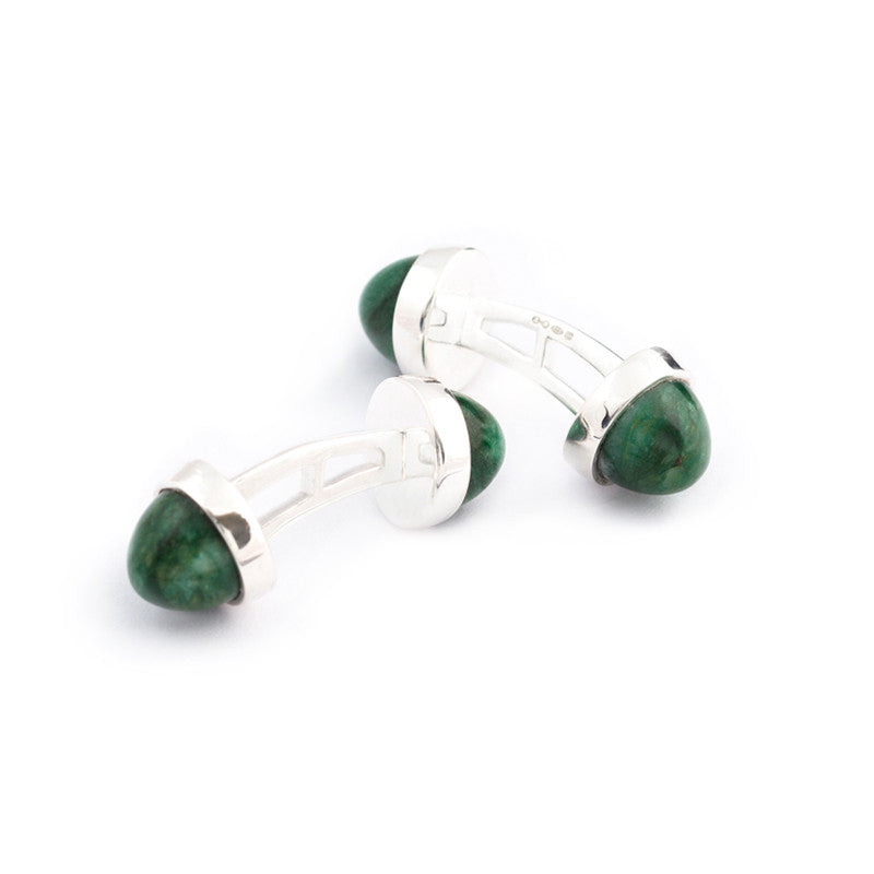 double sided green aventurine gemstone cufflinks elegant cabochon rounds in sterling silver