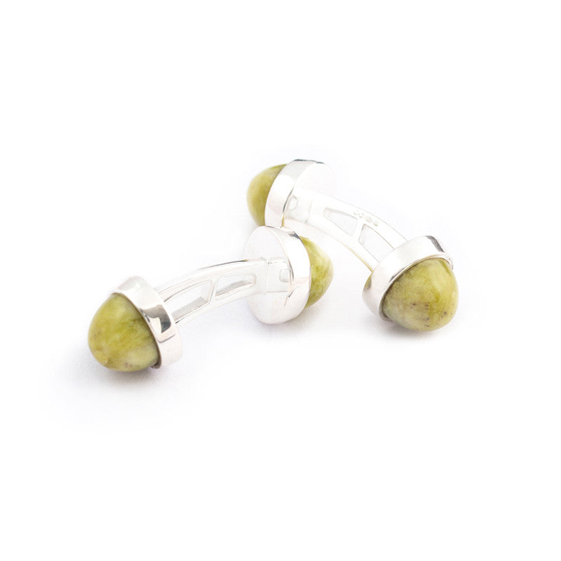 irish connemara marble cufflinks, double sided and set in solid silver 