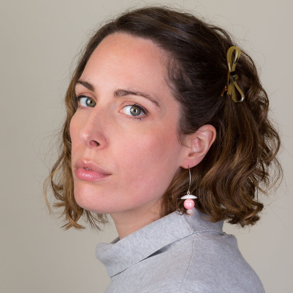 Drop Earrings - Agate, Rhodochrosite and Rose Quartz
