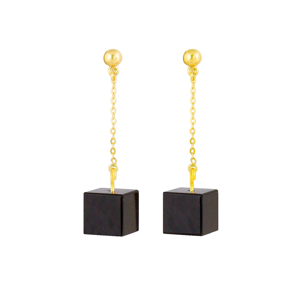gemstone earrings std and chain black onyx