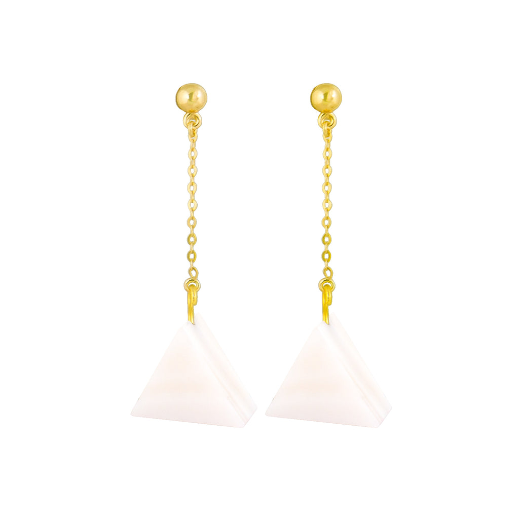 Pearl dangle earrings stud and chain triangle