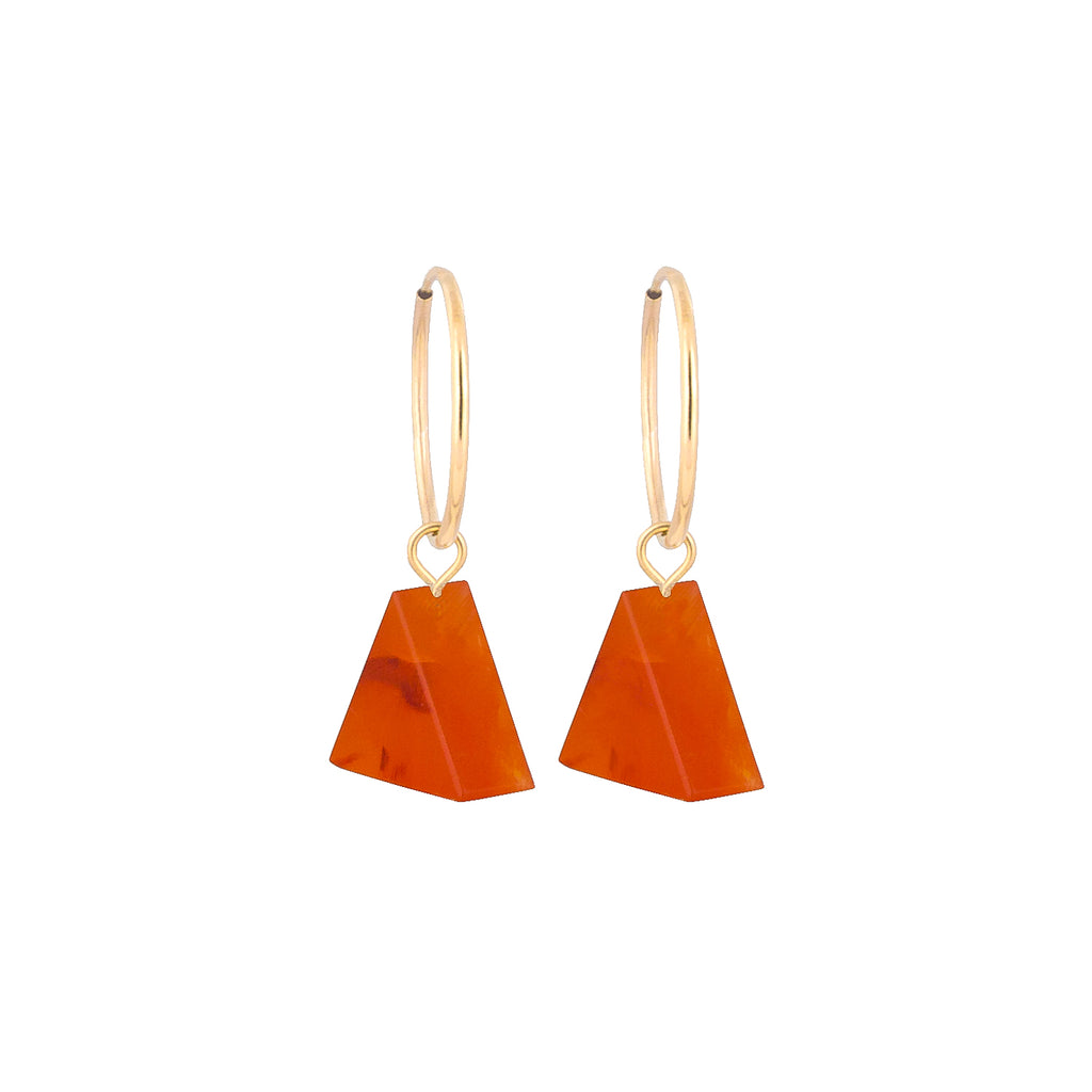 Alistair R Triangle Carnelian on Gold Filled Hoop