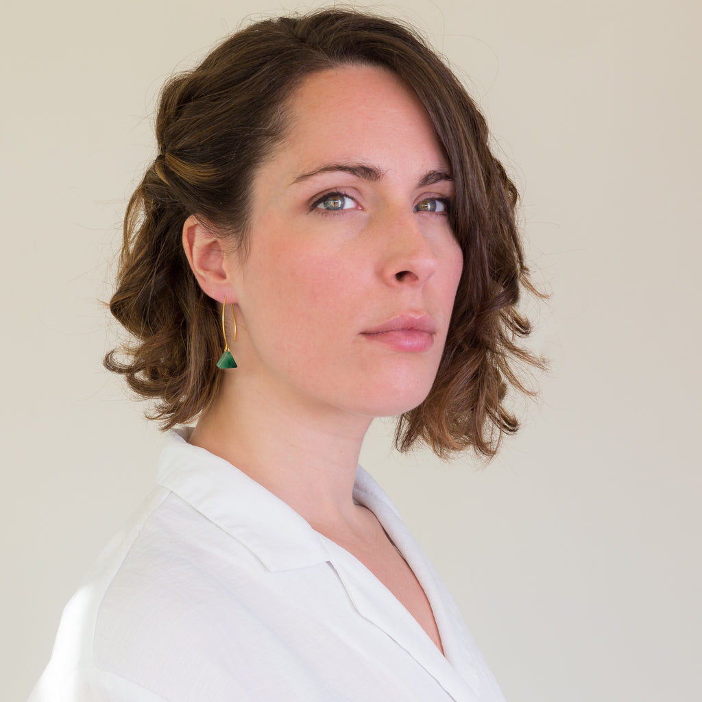 Drop Earrings - Aventurine Triangle