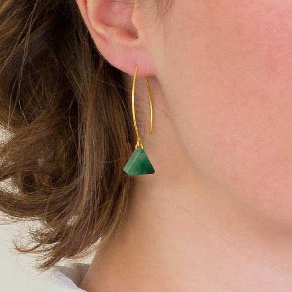 Drop Earrings - Aventurine Triangle