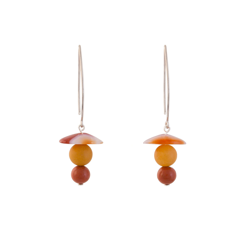 Drop Earrings - Banded Agate, Yellow Agate and  Orange Jasper