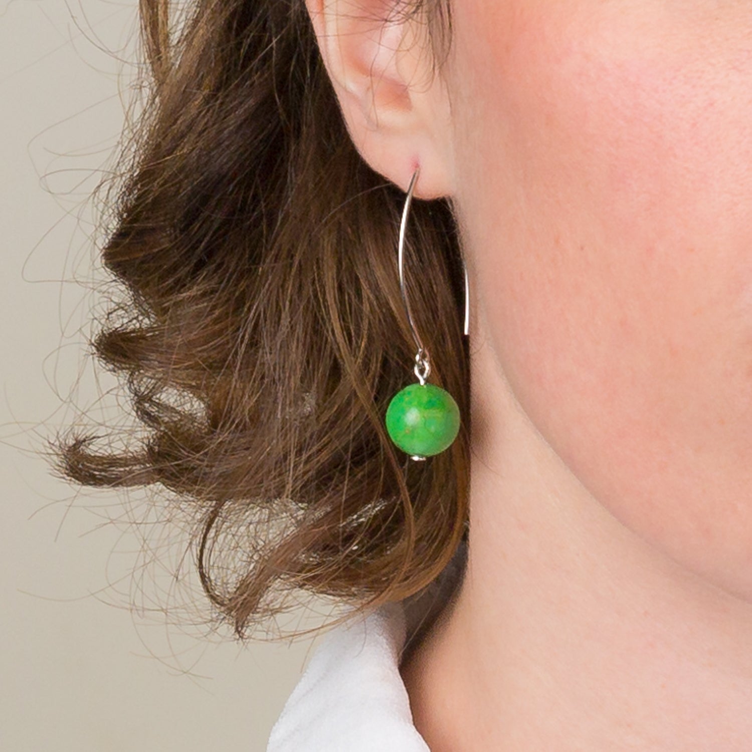 Alistair R Gem Drop Earrings Green Gaspeite
