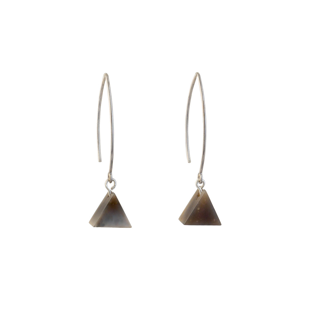 Grey Earrings, flint and silver