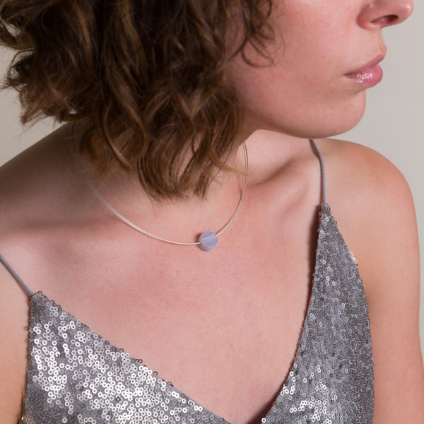 Mini Round Pendant Blue Lace Agate
