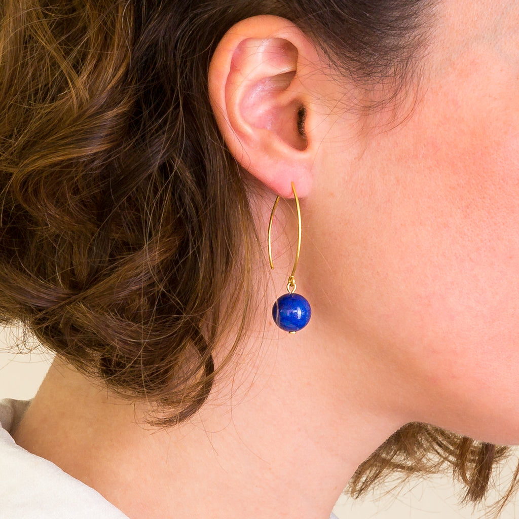 Drop Earrings - Lapis Lazuli Orb
