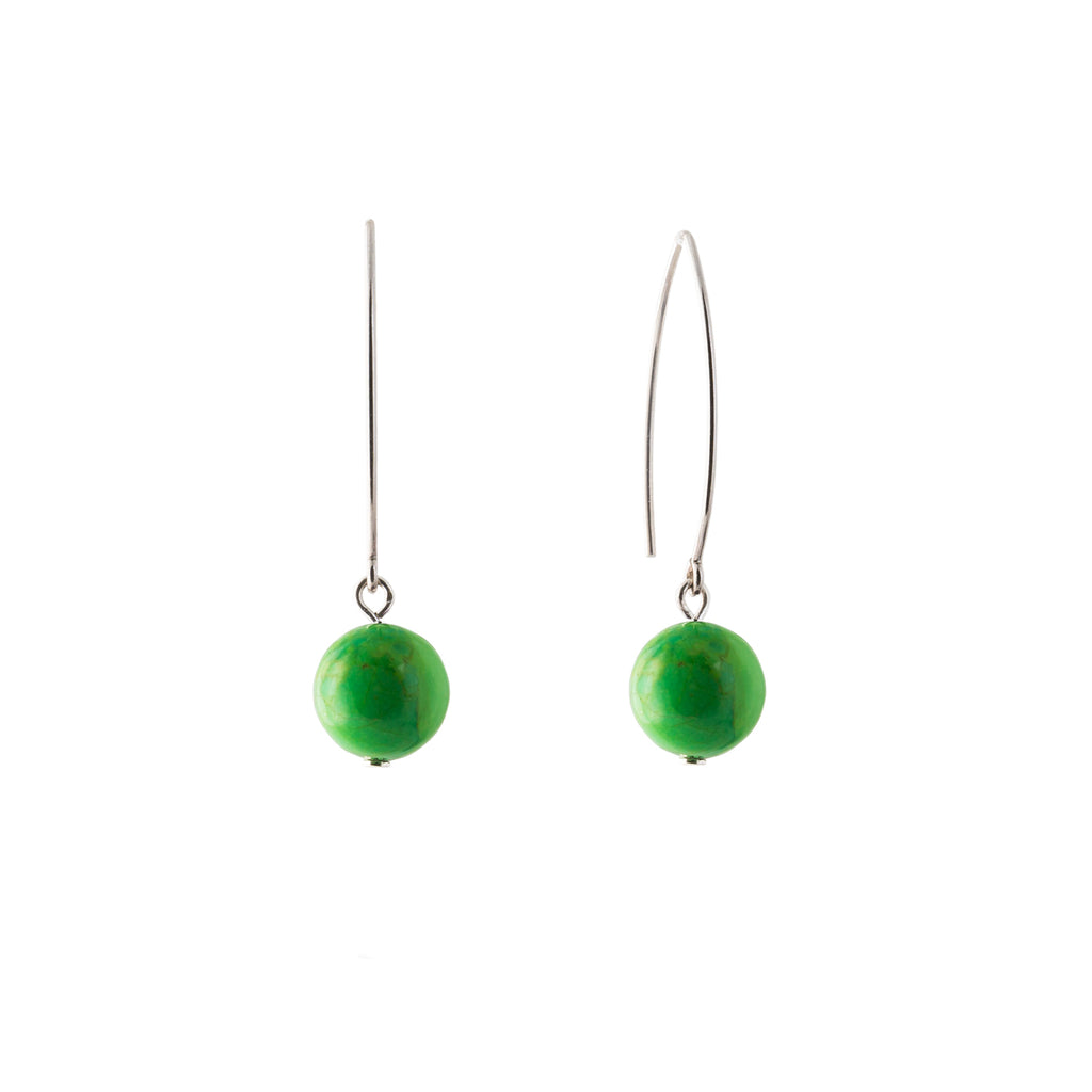 gem drop earrings green gaspeite and silver