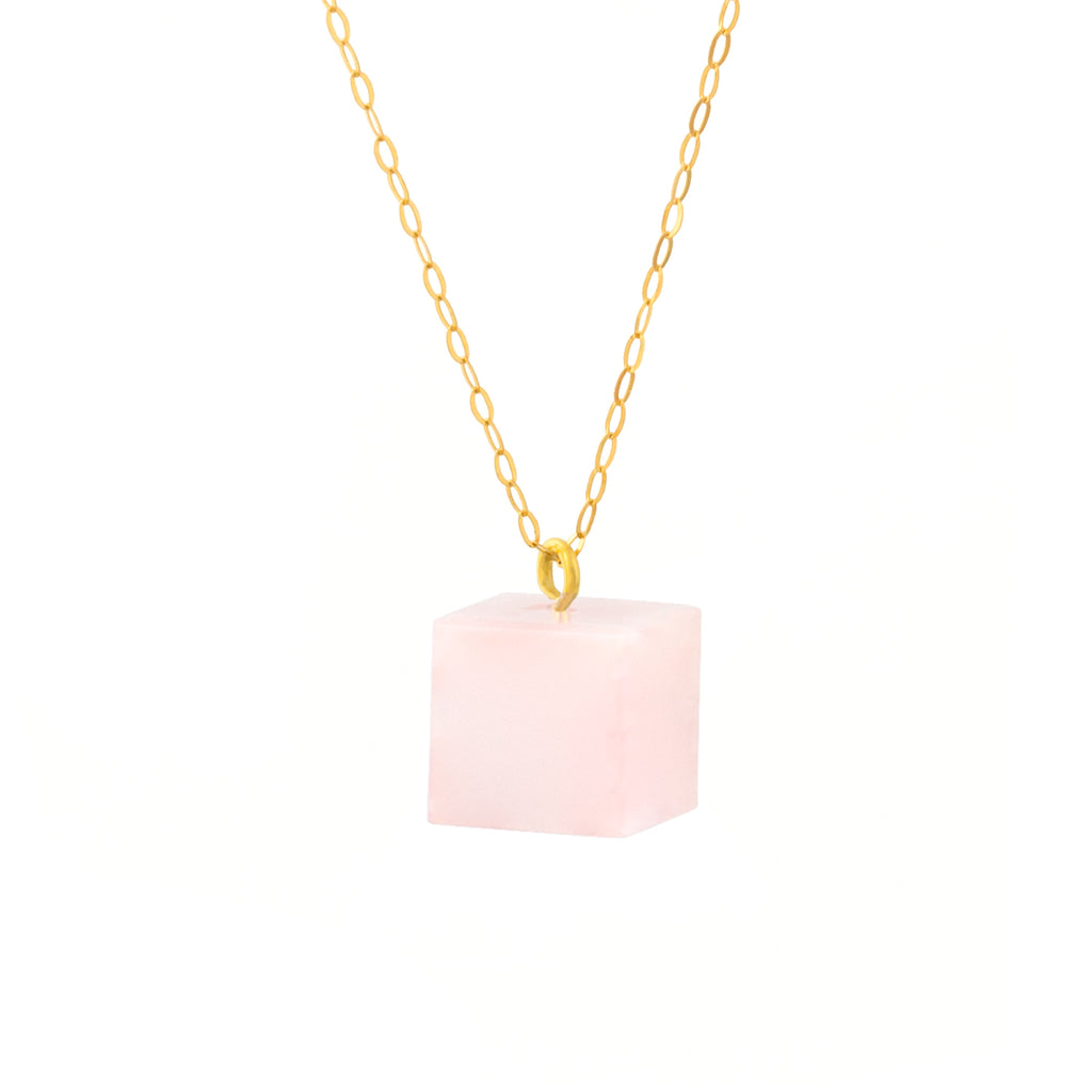 Pink opal necklace on 9 carat gold chain
