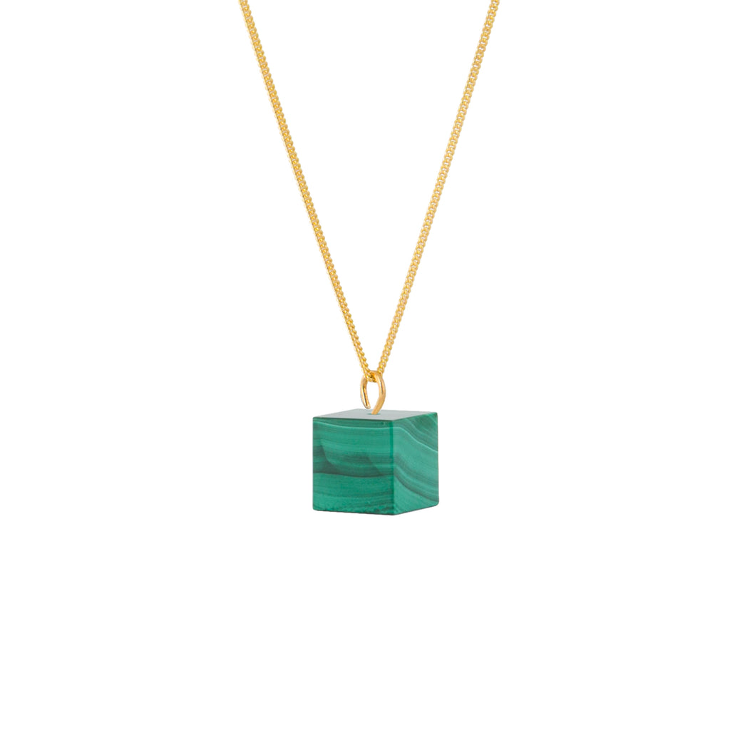 Cube Necklace - Malachite