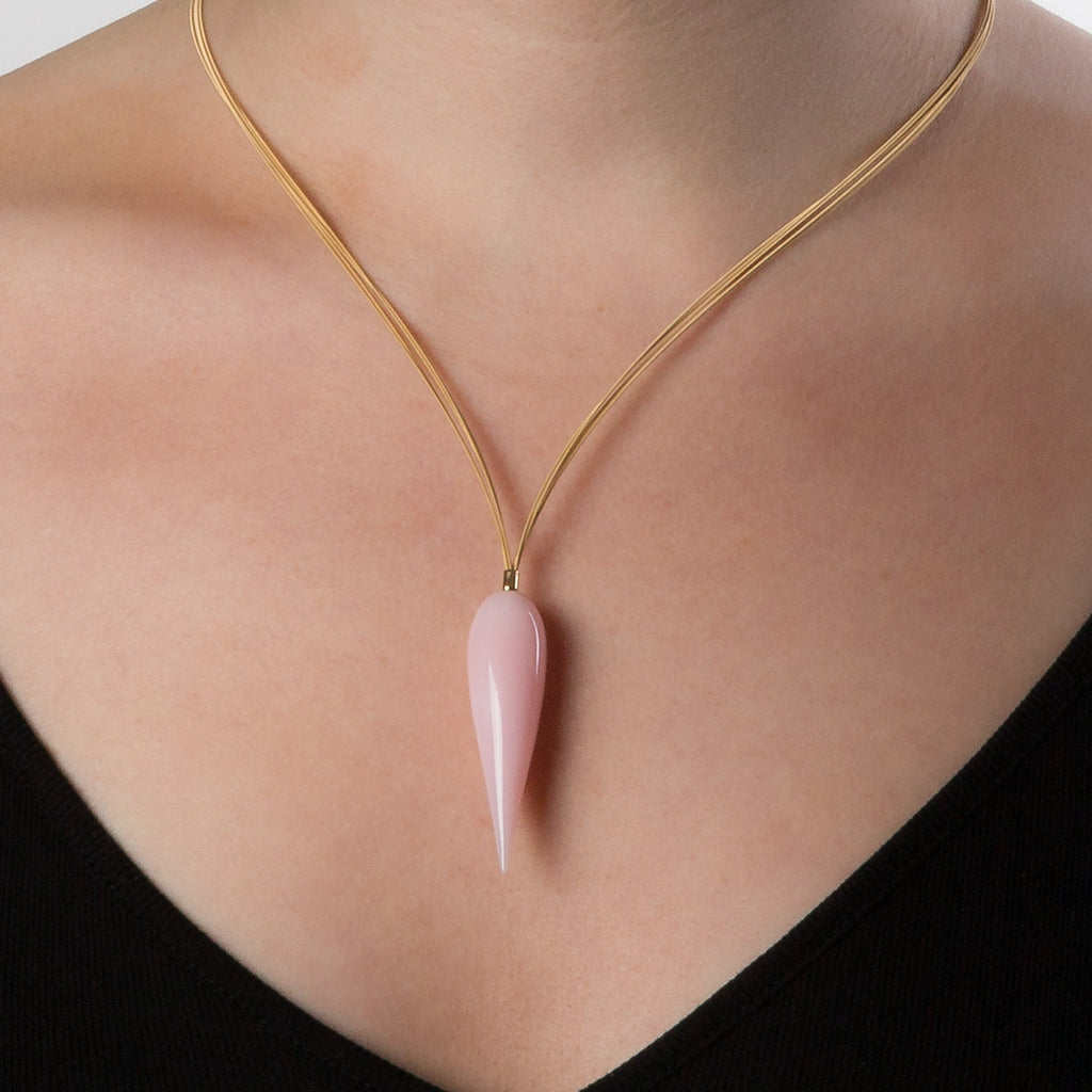 Pink Opal Necklace on 18 Carat Gold