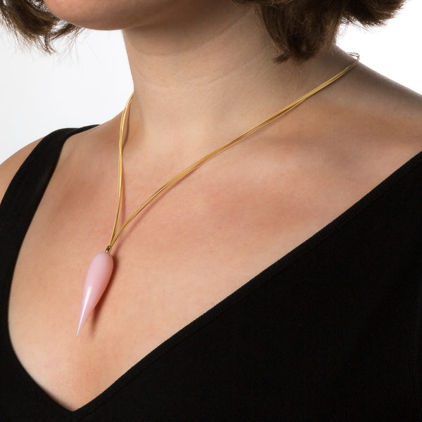 Pink Opal Necklace on 18 Carat Gold