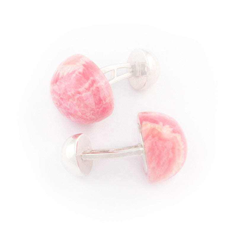pink rhodochrosite gemstone statement cufflinks by Alistair R
