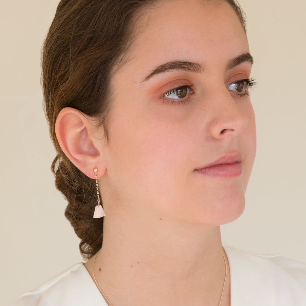 Stud and Chain Earrings - Mother of Pearl